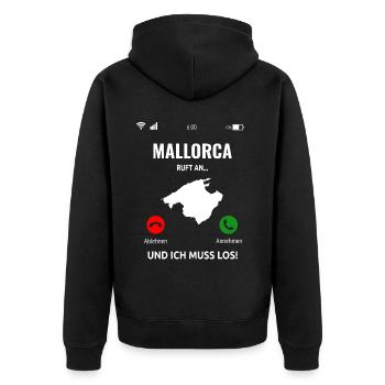 Mallorca Spanien Balearen Urlaub Idee - Unisex Premium Bio Zip Hoodie - Schwarz - Hinten - Nico (187cm)