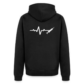 Conception de seringue blanche avec ligne ECG - Veste à capuche bio Premium Unisexe - noir - Dos - Nico (187cm)