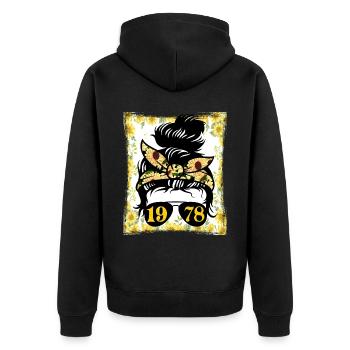 Sonnenblume Mama Geboren 1978 Geburtstag - Unisex Premium Bio Zip Hoodie - Schwarz - Hinten - Nico (187cm)