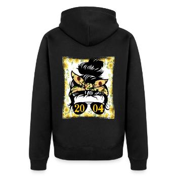 Tournesol Maman Née 2004 Anniversaire - Veste à capuche bio Premium Unisexe - noir - Dos - Nico (187cm)