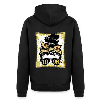 Tournesol Maman Née 1998 Anniversaire - Veste à capuche bio Premium Unisexe - noir - Dos - Nico (187cm)