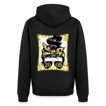 Tournesol Maman Née 2005 Anniversaire - Veste à capuche bio Premium Unisexe - noir - Dos - Nico (187cm)