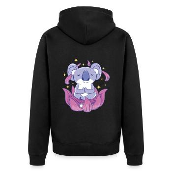 Koala Meditates in Lotus Flower Yoga Meditation - Unisex Premium Organic Zip Hoodie - black - Back - Nico (187cm)