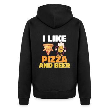 I like pizza and beer - Unisex Premium Organic Zip Hoodie - black - Back - Nico (187cm)