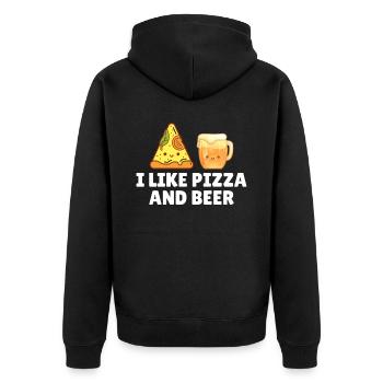 I like pizza and beer - Unisex Premium Organic Zip Hoodie - black - Back - Nico (187cm)