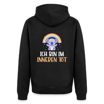 Ich bin im Inneren tot Koala - Unisex Premium Bio Zip Hoodie - Schwarz - Hinten - Nico (187cm)