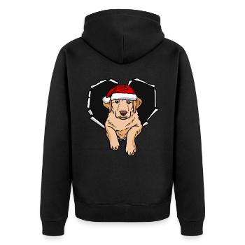 Labrador Crack Torn Hole Cœur de chapeau de Noël - Veste à capuche bio Premium Unisexe - noir - Dos - Nico (187cm)