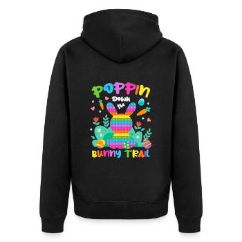 Poppin Down The Rabbit Trail Rabbit Pop It Egg - Unisex Premium Bio Zip Hoodie - Schwarz - Hinten - Nico (187cm)