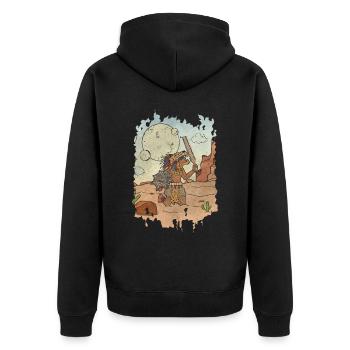 Azteken-Jaguar-Krieger Maya-Inka - Unisex Premium Bio Zip Hoodie - Schwarz - Hinten - Nico (187cm)