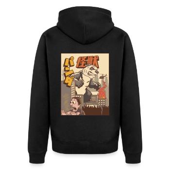 Kaiju Panda Japanisches Monster Geschenk - Unisex Premium Bio Zip Hoodie - Schwarz - Hinten - Nico (187cm)