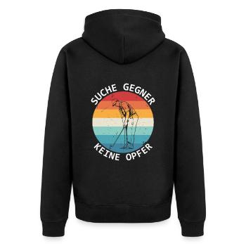 Lustiges Golfspieler Suche Gegner Keine Opfer Golf - Unisex Premium Bio Zip Hoodie - Schwarz - Hinten - Nico (187cm)