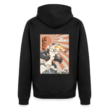 Kaiju Panda Japanisches Monster Geschenk - Unisex Premium Bio Zip Hoodie - Schwarz - Hinten - Nico (187cm)