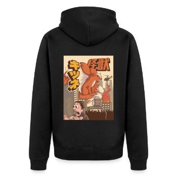 Kaiju Kitsune Renard à neuf queues Japonais Ge - Veste à capuche bio Premium Unisexe - noir - Dos - Nico (187cm)