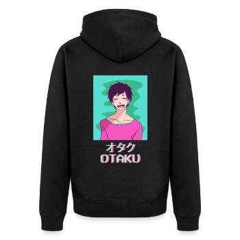 Otaku Anime Young Japanese Vaporwave Aesthetic - Unisex Premium Organic Zip Hoodie - black - Back - Nico (187cm)