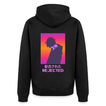 Sad Anime Boy Vaporwave Aesthetic Rejected - Unisex Premium Organic Zip Hoodie - black - Back - Nico (187cm)