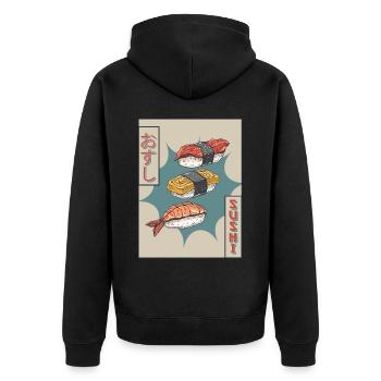 Sushi Japonais Vaporwave Cadeau Esthétique - Veste à capuche bio Premium Unisexe - noir - Dos - Nico (187cm)