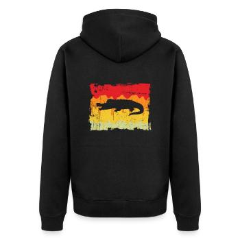 Krokodil Retro - Unisex Premium Bio Zip Hoodie - Schwarz - Hinten - Nico (187cm)