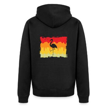 Flamant Rose Rétro - Veste à capuche bio Premium Unisexe - noir - Dos - Nico (187cm)
