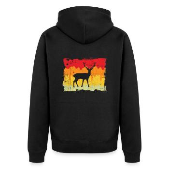 Deer Retro - Unisex Premium Organic Zip Hoodie - black - Back - Nico (187cm)