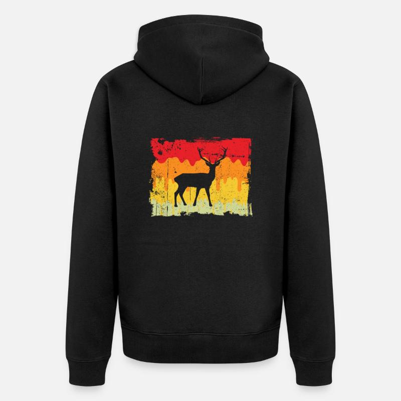 Cerf Rétro - Veste à capuche bio Premium Unisexe - noir