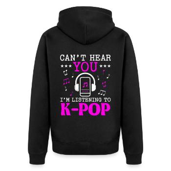 Je ne peux pas t’entendre J’écoute de la musique K-Pop K-Pop - Veste à capuche bio Premium Unisexe - noir - Dos - Nico (187cm)