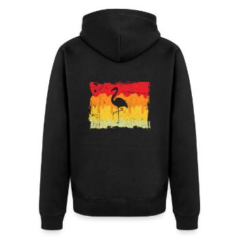 Flamant Rose Rétro - Veste à capuche bio Premium Unisexe - noir - Dos - Nico (187cm)