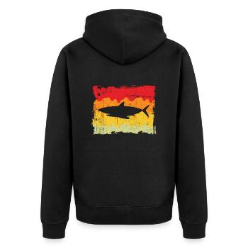 Hai Retro - Unisex Premium Bio Zip Hoodie - Schwarz - Hinten - Nico (187cm)