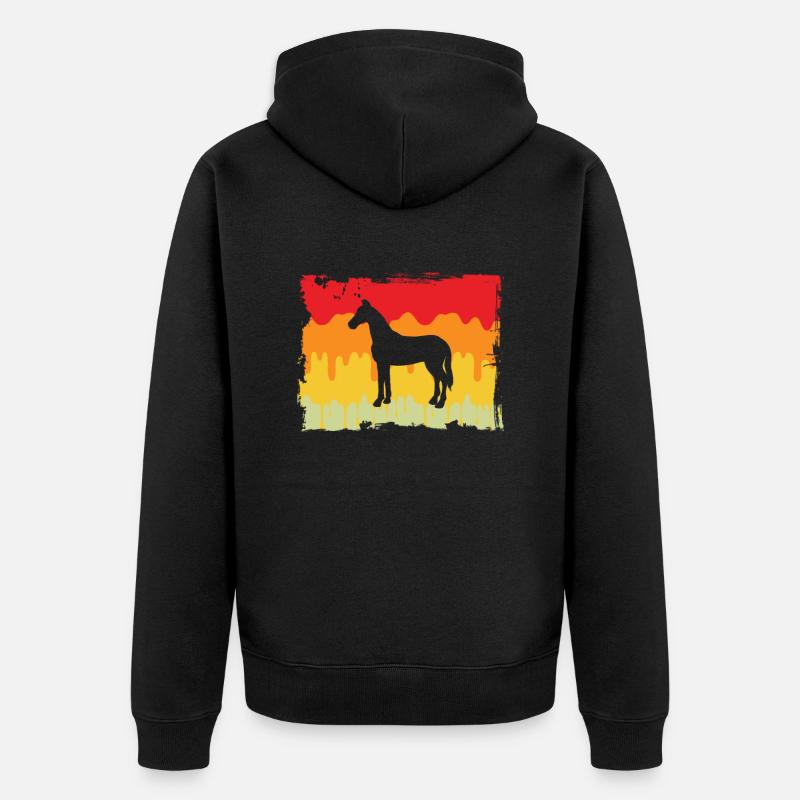 Pferd Retro - Unisex Premium Bio Zip Hoodie - Schwarz