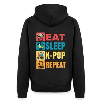 Eat Sleep K-Pop Repeat Koreanische Musik Südkorea - Unisex Premium Bio Zip Hoodie - Schwarz - Hinten - Nico (187cm)