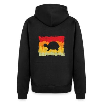 Turtle Retro - Unisex Premium Organic Zip Hoodie - black - Back - Nico (187cm)