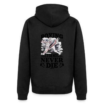 Boxing Legends Never Die - Unisex Premium Organic Zip Hoodie - black - Back - Nico (187cm)