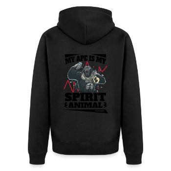 Mon singe est mon animal spirituel - Veste à capuche bio Premium Unisexe - noir - Dos - Nico (187cm)