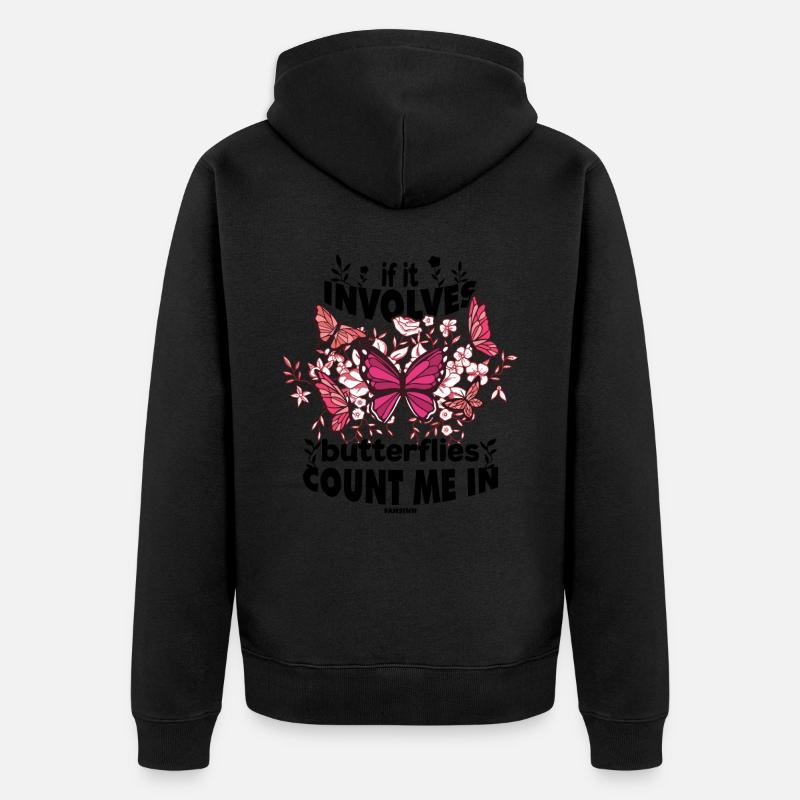 S’il s’agit de papillons, comptez-moi - Veste à capuche bio Premium Unisexe - noir
