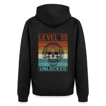 Gamer 19th Birthday - Unisex Premium Organic Zip Hoodie - black - Back - Nico (187cm)