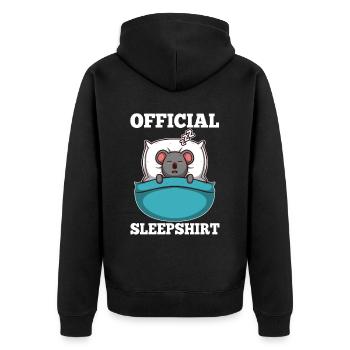 Official Sleeping Shirt Koala - Unisex Premium Organic Zip Hoodie - black - Back - Nico (187cm)