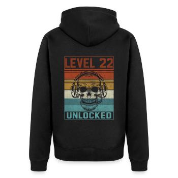 22e anniversaire du joueur - Veste à capuche bio Premium Unisexe - noir - Dos - Nico (187cm)