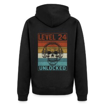 24e anniversaire du joueur - Veste à capuche bio Premium Unisexe - noir - Dos - Nico (187cm)