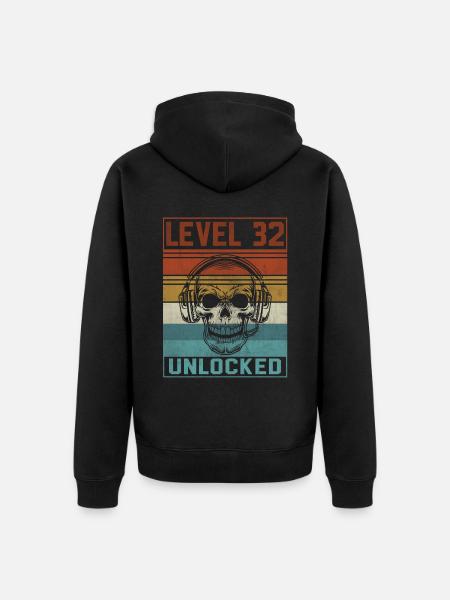 Gamer 32nd Birthday - Unisex Premium Organic Zip Hoodie - black