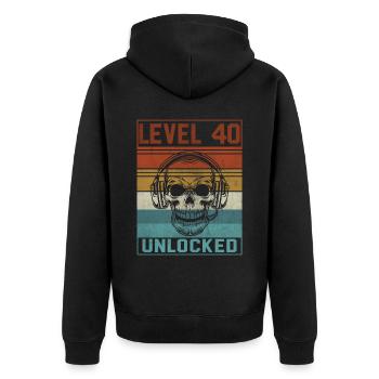 40e anniversaire du joueur - Veste à capuche bio Premium Unisexe - noir - Dos - Nico (187cm)