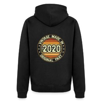 Vintage Made In 2020 Original Part Geburtstag 2020 - Unisex Premium Bio Zip Hoodie - Schwarz - Hinten - Nico (187cm)