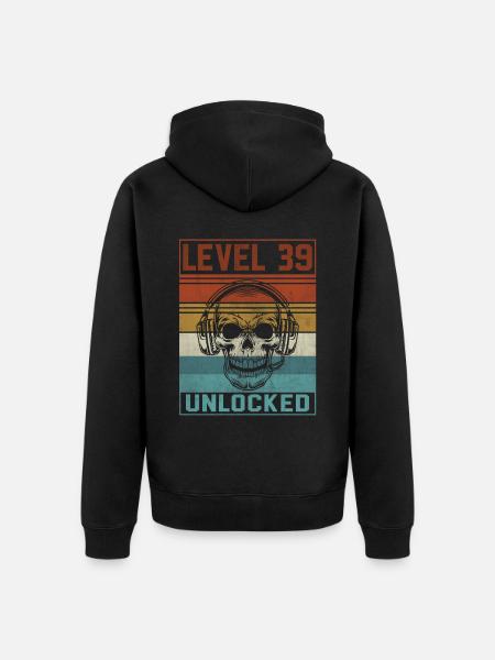 Gamer 39th Birthday - Unisex Premium Organic Zip Hoodie - black