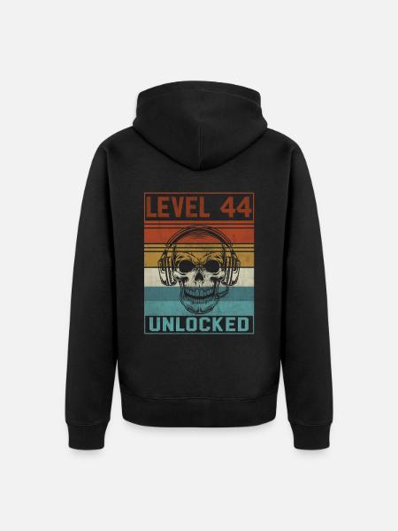Gamer 44th Birthday - Unisex Premium Organic Zip Hoodie - black