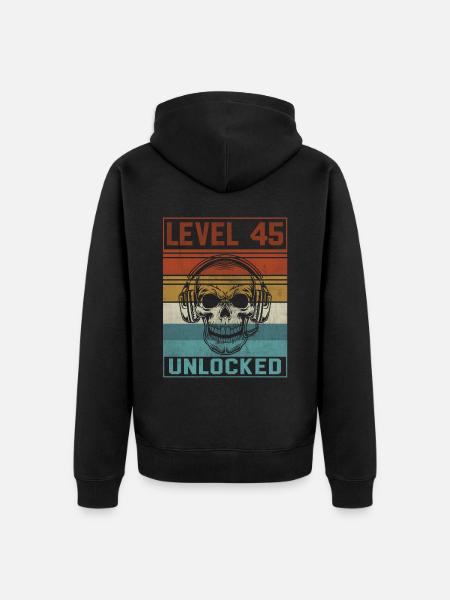 Gamer 45th Birthday - Unisex Premium Organic Zip Hoodie - black