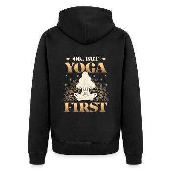 Ok, mais le yoga était le premier, Lotus Namaste - Veste à capuche bio Premium Unisexe - noir - Dos - Nico (187cm)