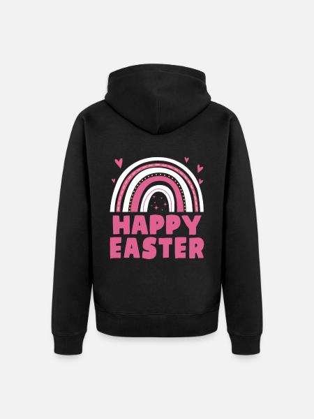 Happy Easter Women Kids Rainbow - Unisex Premium Organic Zip Hoodie - black