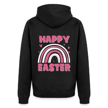 Cute Happy Easter Rainbow - Unisex Premium Bio Zip Hoodie - Schwarz - Hinten - Nico (187cm)