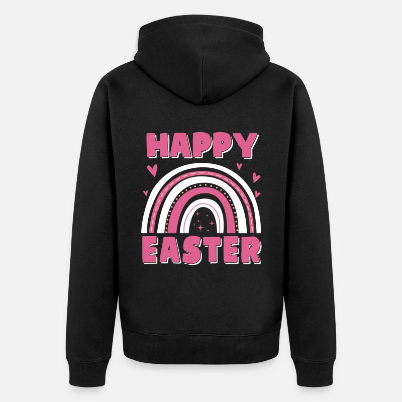 Cute Happy Easter Rainbow - Unisex Premium Bio Zip Hoodie - Schwarz