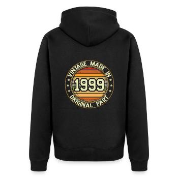 Vintage Made In 1999 Original Part Geburtstag 1999 - Unisex Premium Bio Zip Hoodie - Schwarz - Hinten - Nico (187cm)