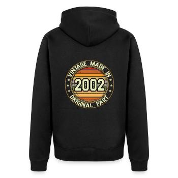 Vintage Made In 2002 Original Part Geburtstag 2002 - Unisex Premium Bio Zip Hoodie - Schwarz - Hinten - Nico (187cm)