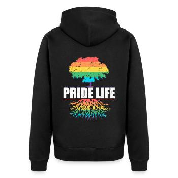 Pride Life - Communauté du Mois de la Gay Pride LGBT - Veste à capuche bio Premium Unisexe - noir - Dos - Nico (187cm)